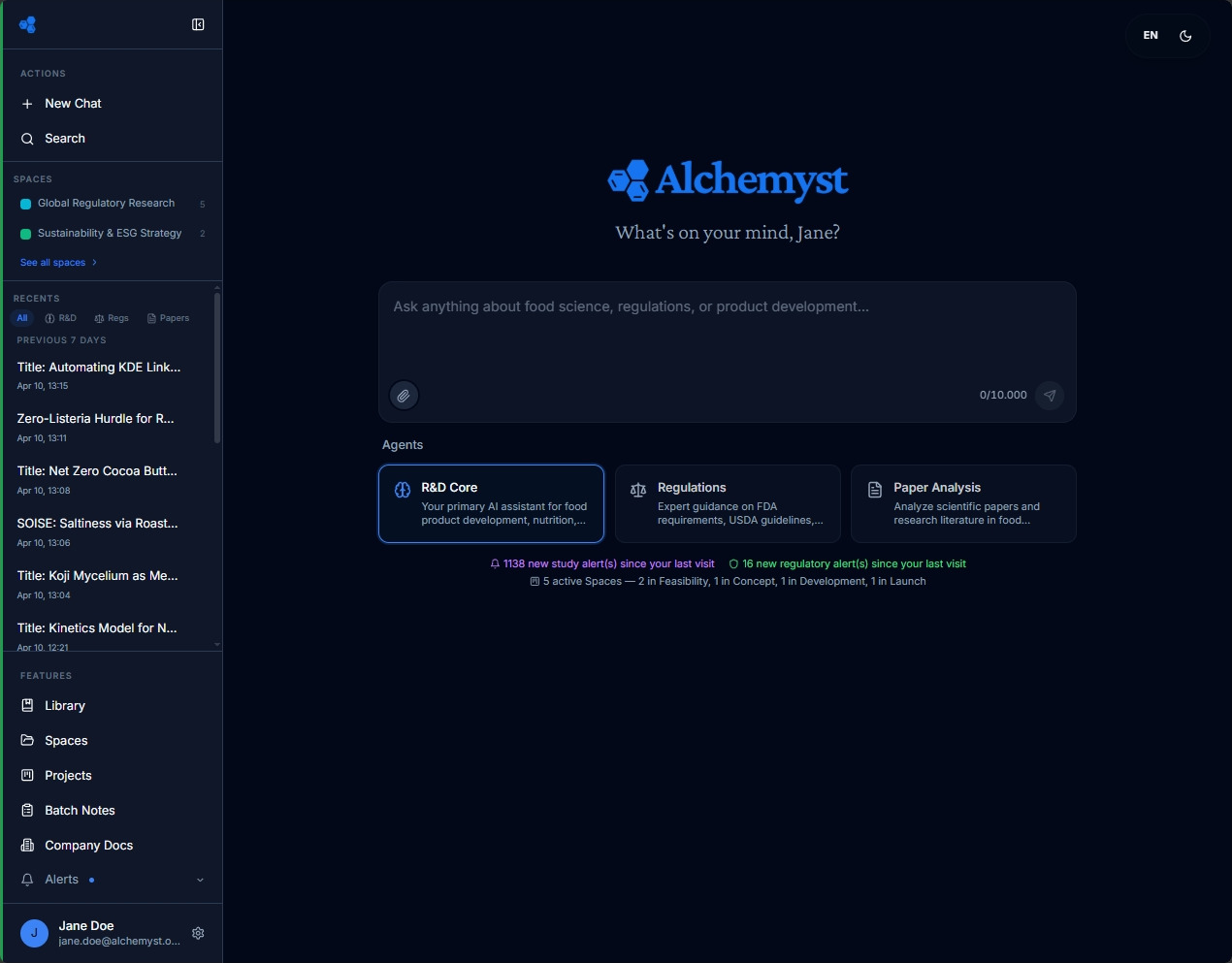 Alchemyst platform interface