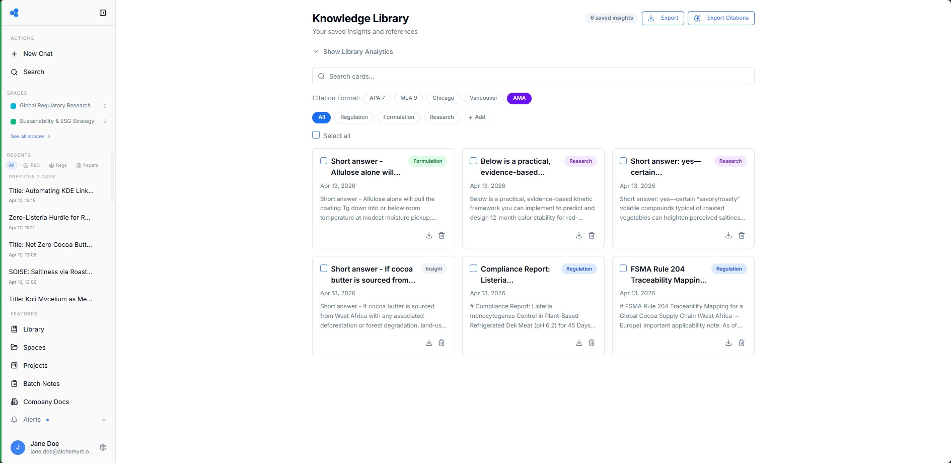 Knowledge Library view