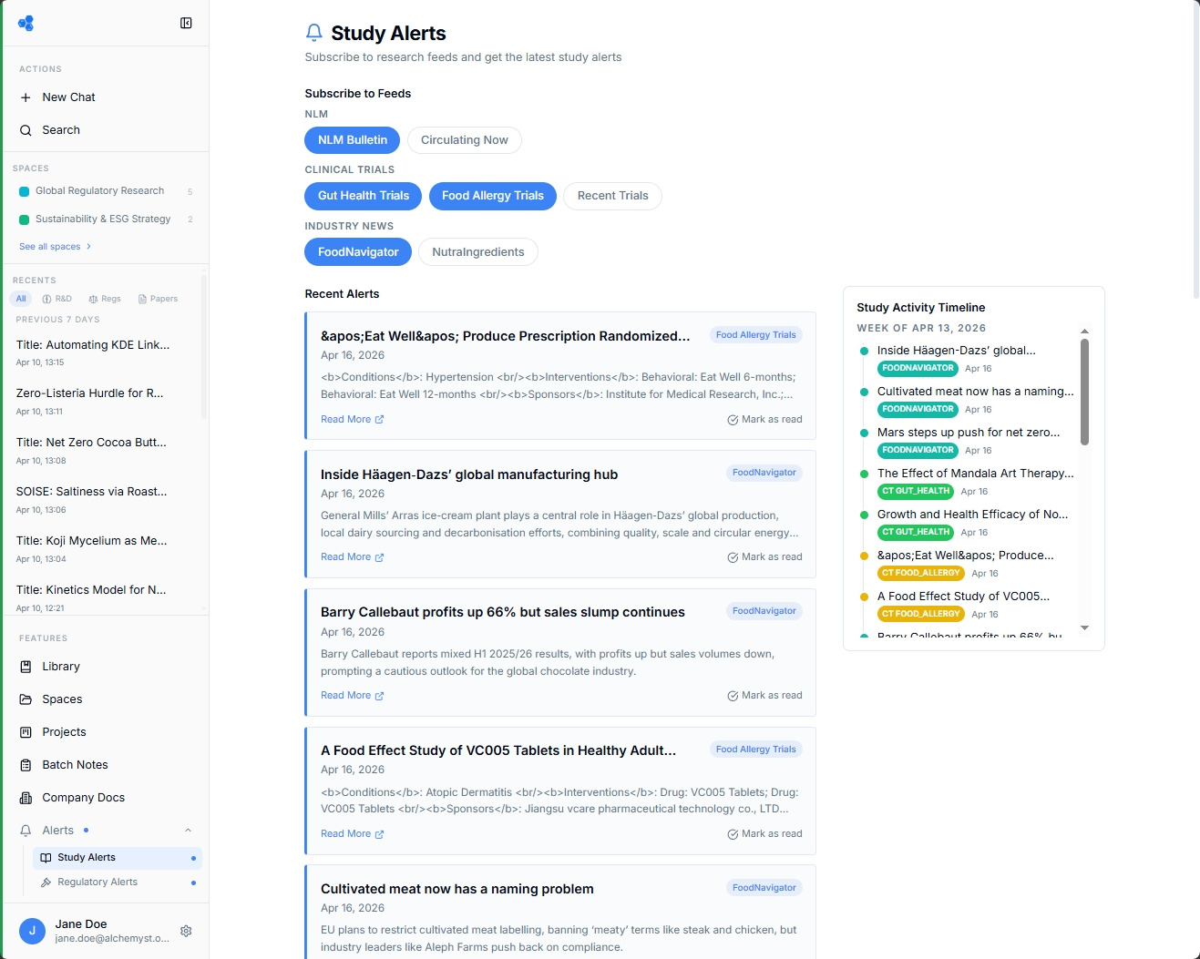 Alchemyst Study Alerts — academic research feed